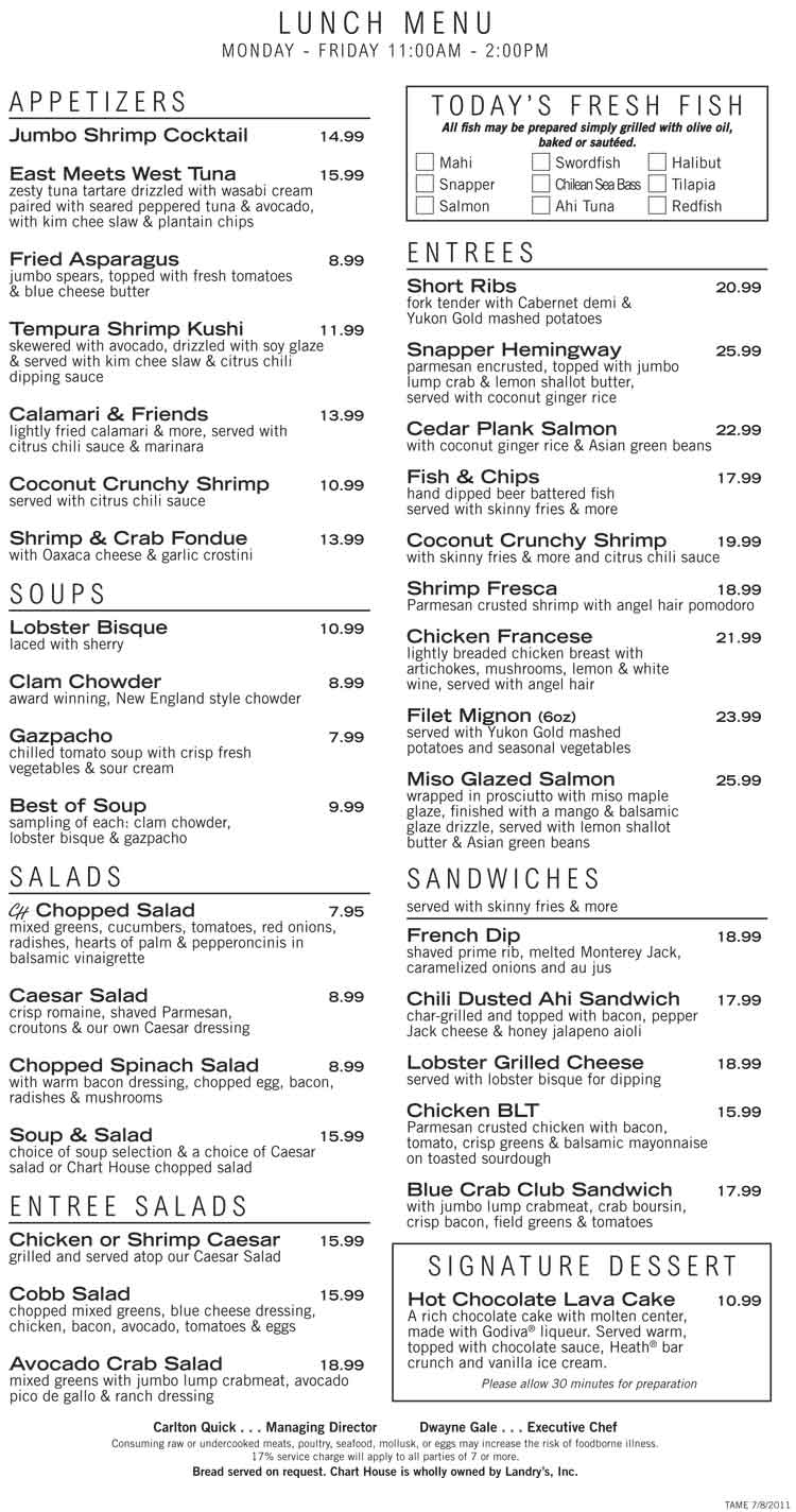 Chart House Restaurant Coupons