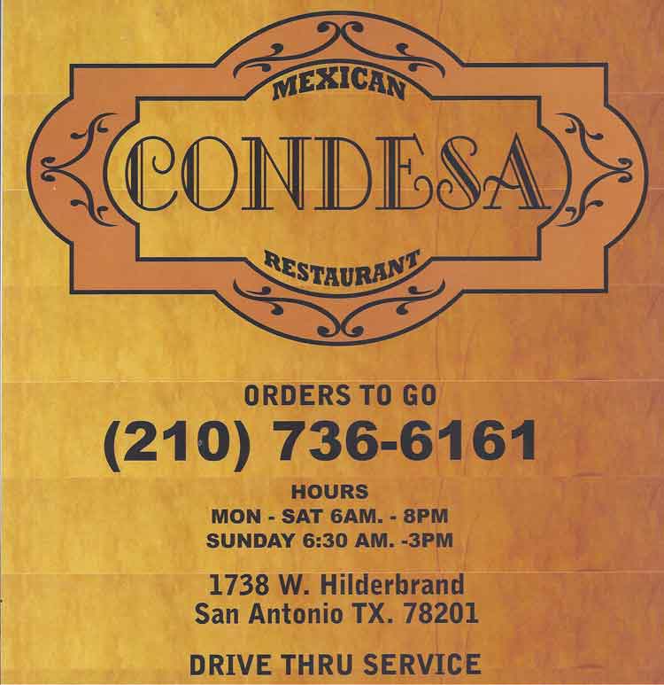 Condesa Restaurant Menu San Antonio